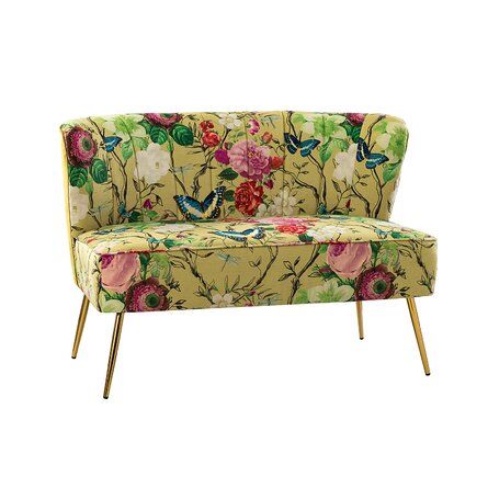 Floral Loveseat, Contemporary Loveseat, 3 Piece Living Room Set, Yellow Sofa, Loveseat Living Room, Armless Loveseat, Floral Pattern Design, Loveseat Sofa, Living Room Seating