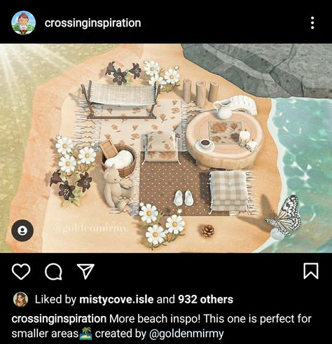 Acnh Beach Ideas, Cottage Core Animal Crossing, Acnh Beach, Cottagecore Animal Crossing, Motif Acnl, Acnh Cottagecore, Ac New Leaf, Ac Ideas, Forest Core