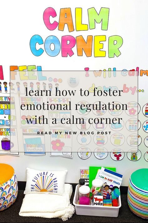 A calm down corner in your classroom can help students learn skills to self-manage and regulate their own emotions so that they can calm down and refocus without having to leave the classroom. It will significantly improve your classroom behavior! Calm Down Activities, Child Therapy Office, Elementary School Counseling Activities, Flexible Seating Ideas, Guided Meditation Scripts, Teaching Mindfulness, School Counseling Activities, Mindful Activities, Calm Corner