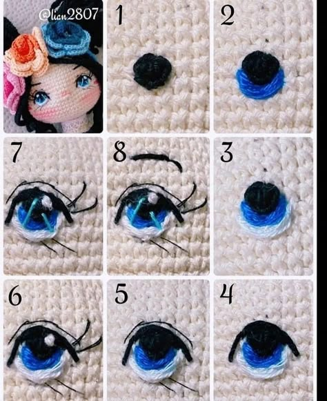 Crochet Doll Face, Weird Dolls, Temperature Quilt, Face Embroidery, Tiny Crochet, Crochet Doll Tutorial, Crochet Eyes, Crochet Faces, Crochet Dolls Free Patterns