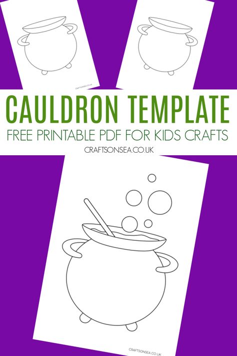 Witch Templates Free Printable, Cauldron Template, Witch Template, Halloween Craft Templates, Witches Caldron, Classroom Parent, Spooky Crafts, Body Template, Halloween Templates