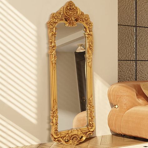 Unique Gold Mirror, Bronze Full Length Mirror, Antique Full Body Mirror, Golden Full Length Mirror, Vintage Mirror Full Length, Vintage Gold Full Length Mirror, Large Gold Mirror Bedroom, Beauty And The Beast Inspired Home Decor, Vintage Body Mirror