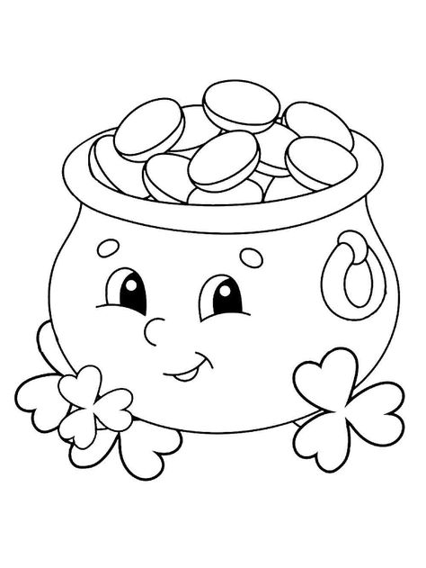 Aesthetic Colouring Pages Printable, Gold Printable, White Pictures, Coloring Pages Printable, Page Ideas, Pot Of Gold, Black And White Pictures, Drawing For Kids, Coloring Pages For Kids