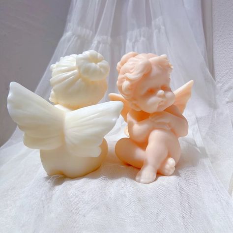 Cupid Cherub, Diy Candle Art, Cherub Baby, Angel Candle, Wax Molds, Angel Candles, Cherub Angel, Candle Making Molds, Gift Candle