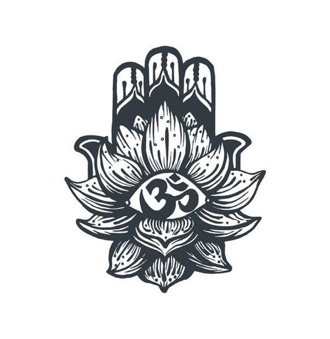 Lotus Hamsa Tattoo, Ohm Tattoo For Men, Lotus Logo Design Ideas, Lotus Flower Tattoo Men, Ohm Tattoo, Hamsa Tattoo Design, Buddhist Tattoo, Hamsa Tattoo, Men Tattoos Arm Sleeve