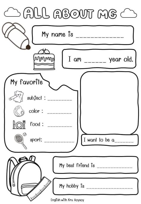 Hairstyles Braids Easy, About Me Worksheet, Me Worksheet, All About Me Printable, Braids Easy, All About Me Worksheet, About Me Template, All About Me Preschool, English Activities For Kids