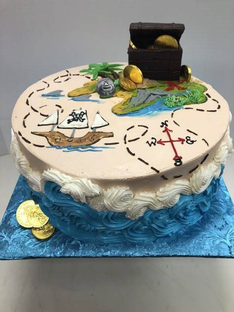 Treasure Map Cake Ideas, Pirate Chest Cake, Treasure Cake Birthday, Treasure Hunt Cake, Treasure Chest Birthday Cake, Pirate Cake Ideas, Easy Pirate Cake, Treasure Map Cake, Treasure Cake