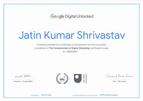 Finally achieved Google digital Unlock certificate in Digital Marketing Fundamentals.   #contentmarketing #digitalmarketers #bloggers #seo2019 #affiliatemarketing #emailmarketing #listbuilding #searchengineoptimization #orm Google Certificate, What Is Computer, Certificate Of Achievement, Computer Programming, Search Engine Optimization, Email Marketing, Content Marketing, Programming, Affiliate Marketing