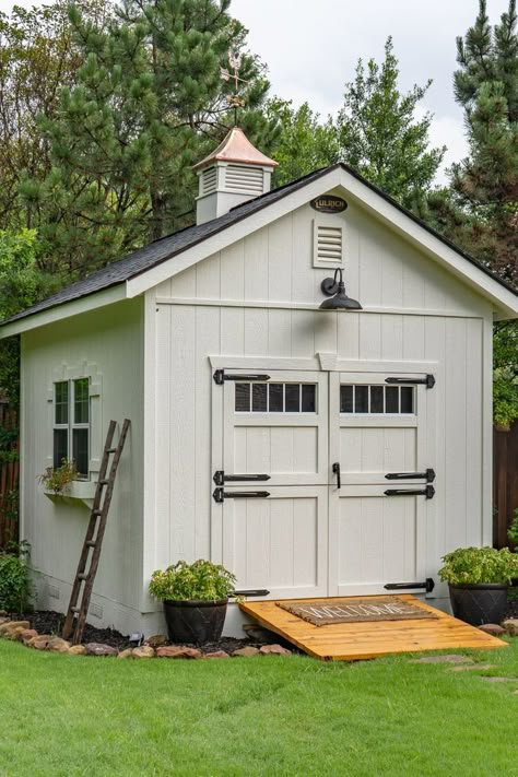 Garden Shed Landscaping Ideas, Shed To Home, Sheds Ideas Backyard, Farmhouse Sheds, Easy Shed, Greenwich House, Shed Landscaping, Shed Makeover, Yard Sheds