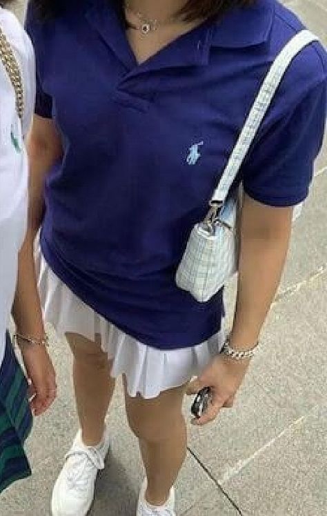 Preppy ralph lauren mini skirt pleated blue aesthetic outfit Ralph Lauren Girls Outfits Aesthetic, Polo Shirt Aesthetic Outfit, Everything Blue Aesthetic, Ralph Lauren Golf Outfit, Tommy Hilfiger Outfits Aesthetic, Polo Shirt And Skirt Outfit, Ralph Lauren Tennis Outfit, Ralph Lauren Skirt Outfit, Women Polo Outfit