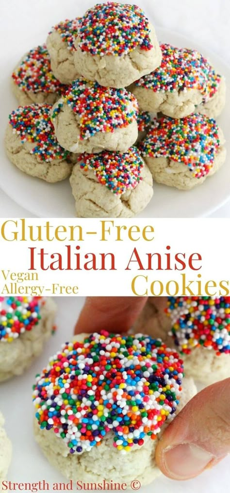 Gluten Free Vegan Cookies Christmas, Gluten Free Anise Cookies, Vegan Italian Christmas Cookies, Vegan Italian Cookies, Gluten Free Italian Christmas Cookies, Gluten Free Italian Cookies, Allergy Free Cookies, Anise Cookie Recipe, Anisette Cookies