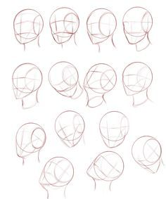 Anime Face Shapes, Sketch Head, Anime Face Drawing, Head Anatomy, Drawing Tutorial Face, Face Drawing Reference, Drawing Heads, Sketches Tutorial, Anatomy Drawing