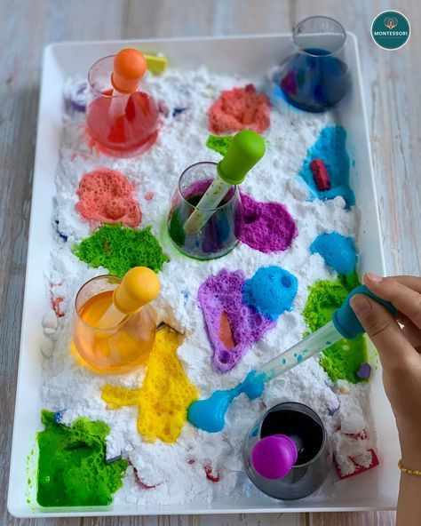 Fizzy Color Mixing Experiment, Science Activities For Two Year Olds, Colors Science Preschool, Color Mixing Experiments For Kids, Color Experiments For Preschool, Preschool Color Mixing Activities, Preschool Color Science, Early Years Science Activities, Mixing Colors Preschool Activities