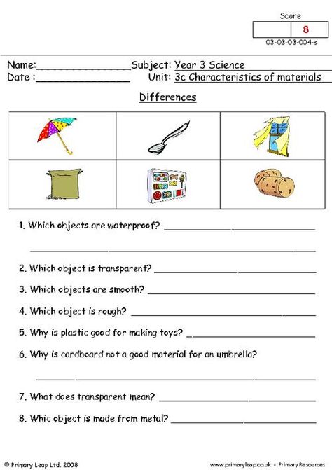 Year-3: Science Printable Resources & Free Worksheets for Kids | PrimaryLeap.co.uk Science For Primary Students, Grade 3 Science Worksheets, Materials Worksheet, Third Grade Science Worksheets, Science Materials, Free Science Worksheets, Grade 3 Science, Plants Worksheets, Free Worksheets For Kids