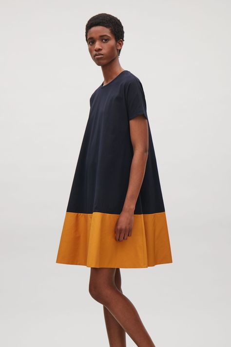 Cos Style, Cos Fashion, Cos Dress, Color Block Skirt, Design Wardrobe, Panel Dress, Oversized Dress, Rayon Dress, Mom Dress