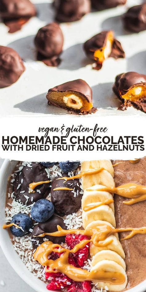 Homemade Chocolates With Dried Fruit And Hazelnuts (Vegan, Gluten-free) Easy Make Ahead Snacks, Simple Deserts, Make Ahead Snacks, New Appetizers, Dried Fruit Recipe, Chocolate Calories, Homemade Chocolates, Candy Lady, Fruit Recipe