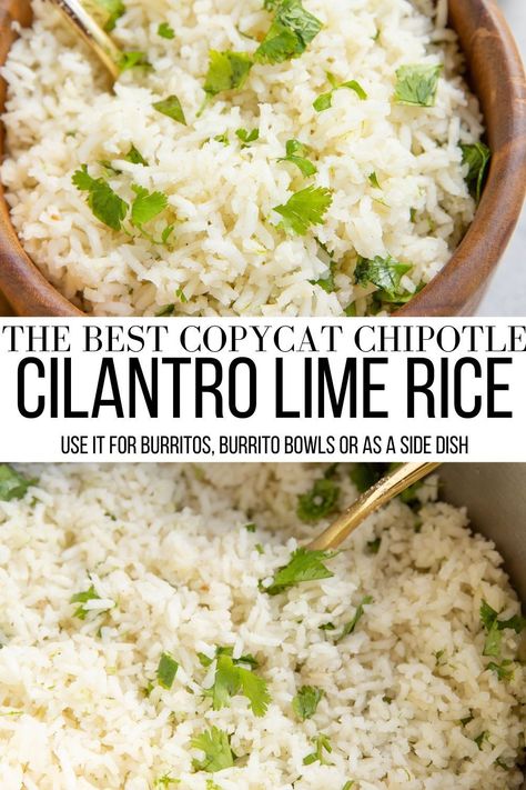 Chipotle Cilantro Lime Rice, Cilantro Lime Rice Recipe, Recipe Copycat, Chipotle Recipes, Lime Rice Recipes, Copycat Chipotle, Lime Recipes, Diner Recept, Rice Side Dishes