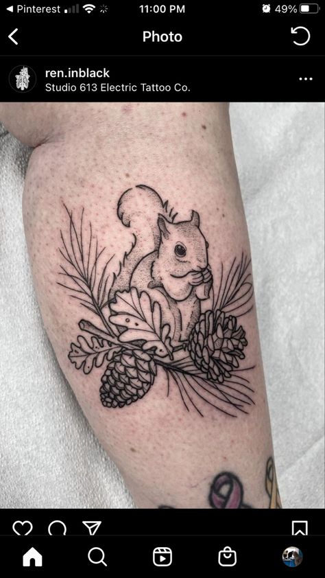 Woodland Mouse Tattoo, Wildlife Patchwork Tattoo, Squirrel Tattoo For Women, British Wildlife Tattoo, Squirrel Tattoo Design, Forest Animals Tattoo, Woodland Animal Tattoo, Wildlife Tattoo Women, Squirrel Tattoo Simple