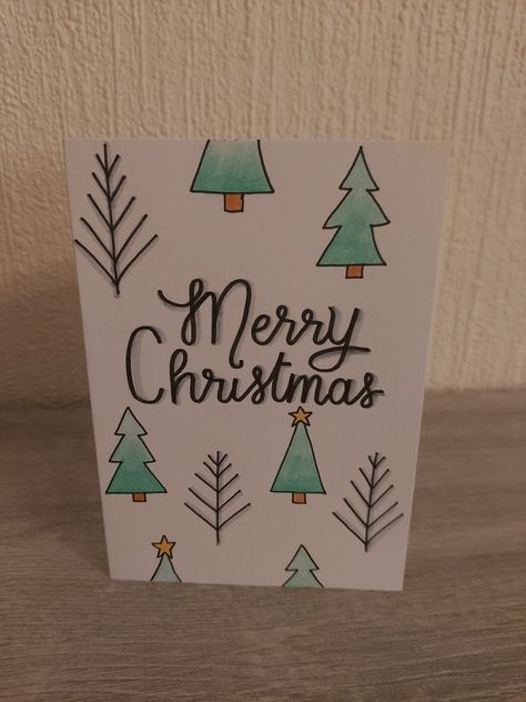 Hand Written Christmas Card, Hand Drawn Christmas Cards Simple, Merry Christmas Handlettering, Hand Drawn Christmas Cards, Hand Lettering Cards, Santa Cards, Christmas Card Art, Lettering Styles, Handwritten Letters