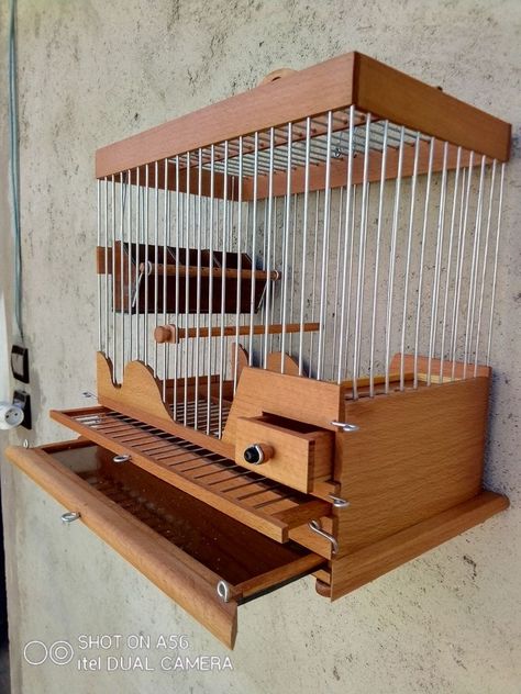 Wooden Bird Cage, Finch Cage, Homemade Bird Toys, Diy Bird Cage, Bird Cage Design, Ormanlık Alan, Small Bird Cage, Parakeet Cage, Finches Bird