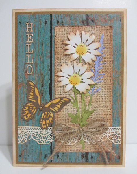 Rustic Daisy Card Craft Room Ideas, Pressing Flowers, Sizzix Cards, Crazy Birds, Tim Holtz Cards, Daisy Cards, Out Of My League, Blending Tools, Atc Cards