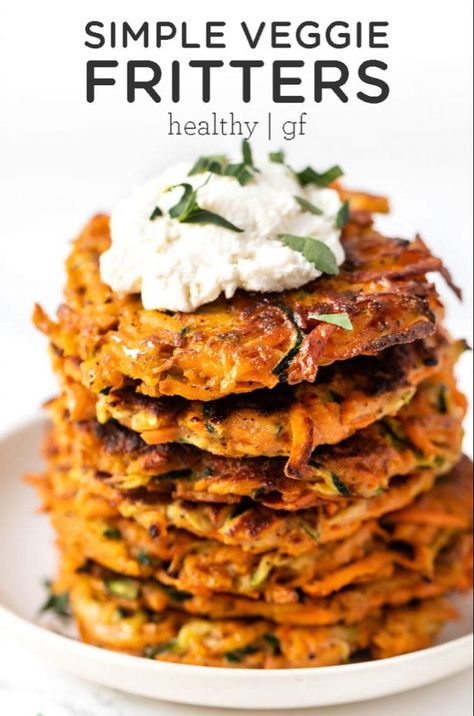 Veggie Fritters, Baby Nutrition, Sweet Potato Fritters, Potato Fritters, Fritters Recipe, Simply Quinoa, Flax Egg, Zucchini Fritters, Vegetarian Entrees