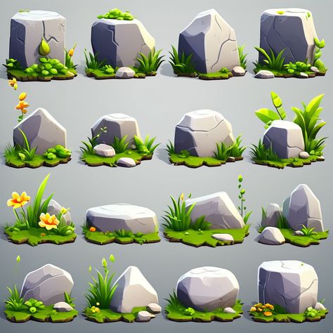 Create semi 2d cartoon white stone block for games by MARVEL CREATIONS - Playground 3d Assets Game, 2d Game Assets, Stone Character Design, 2d Game Art Character, 2d Game Design, Stone Cartoon, Dungeons And Dragons Diy, Vila Medieval, Stone Game