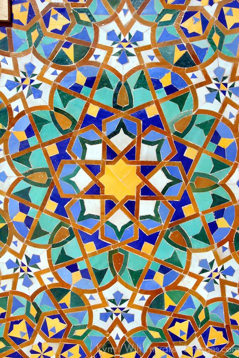 North Africa, Morocco, Casablanca. Hassan II Mosque mosaic tile detail Islamic Mosaic, Hassan Ii Mosque, Morocco Casablanca, Islamic Tiles, Turquoise Wall Art, Casablanca Morocco, Islamic Patterns, Islamic Art Pattern, Tile Art