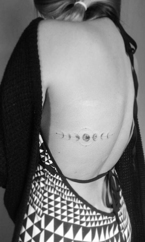 Break Up Tattoos, Moon Cycle Tattoo, Moon Phases Tattoo, Moon Cycle, Cute Small Tattoos, Dainty Tattoos, Up Tattoos, Small Tattoo Designs, Rib Tattoo