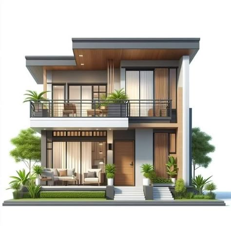 House Structure Design, Small House Blueprints, 2 Storey House Design, House Balcony Design, Modern Small House Design, 2 Storey House, Small House Design Exterior, House Design Plans, House Plans Ideas