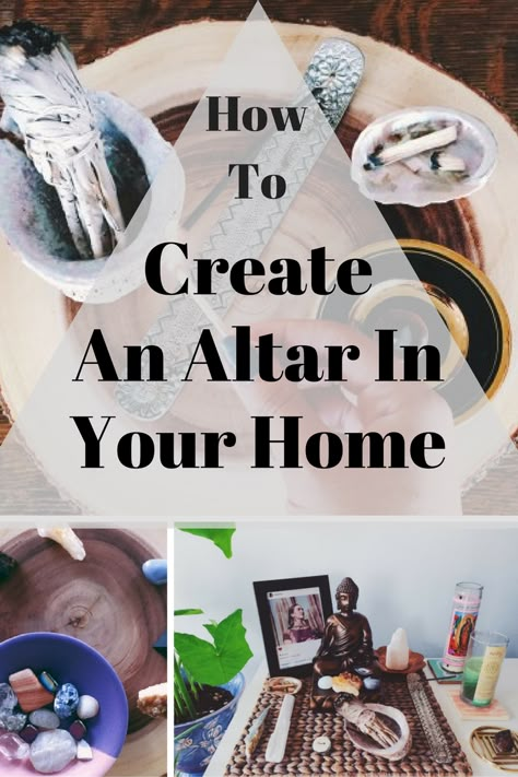 How to Create An Altar In Your Home // No matter where or with whom we live, we all need a sacred space in our homes. That one place where we can go that brings us peace and reminds us to release the stresses of the day. Altar For Beginners, Wiccan Altar Ideas Diy, How To Create An Altar, Small Alter Ideas Witchcraft, Where To Place Crystals In Home, How To Set Up An Altar For Beginners, Wiccan Altar Ideas, Chakra Altar, Witch Altar Small Space