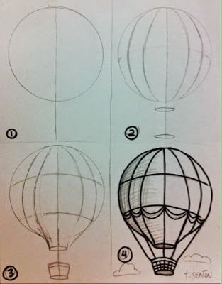 The Lost Sock : Hot Air Balloon Unit Trin For Trin Tegning, Diy Travel Journal, Hot Air Balloons, Bullet Journal Doodles, Air Balloons, Drawing Lessons, Simple Doodles, Drawing Tutorials, Elementary Art