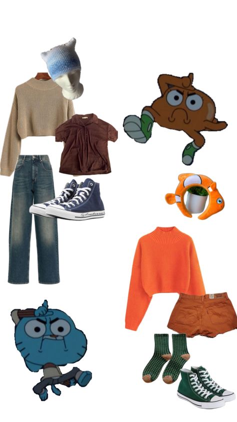 Halloween Costume Ideas Darwin Costume, Gumball Costume, Gumball And Darwin, Gumball Darwin, Character Halloween Costumes, Duo Costumes, Duo Halloween Costumes, Matching Costumes, Outfit Inspo Casual