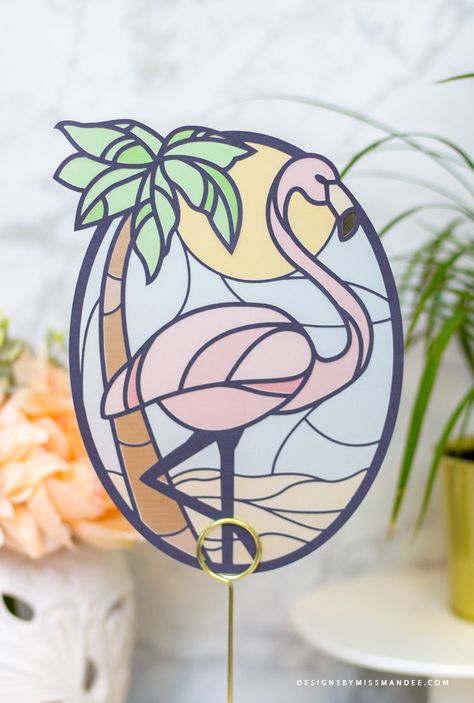 Flamingo Cutout, Flamingo Projects, 3d Silhouette, Cricut Paper Crafts, 3d Paper Projects, Cut Paper Art, Stained Glass Patterns Free, Stained Glass Bird, Stained Glass Birds