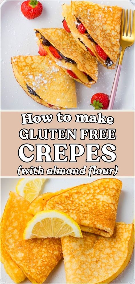 Discover the best gluten-free crepes recipe here! Use almond flour for a light, flexible crepe that can hold all your favorite fillings, from strawberries and cream cheese to spinach and feta. These crepes are a fantastic choice for anyone following a gluten-free or keto diet. Crepe Recipe Filling, Gluten Free Crepes Recipe, Strawberries And Cream Cheese, Low Carb Crepe, Gluten Free Crepes, Easy Crepe Recipe, Crepe Recipe, Crepes Recipe, Savory Crepes