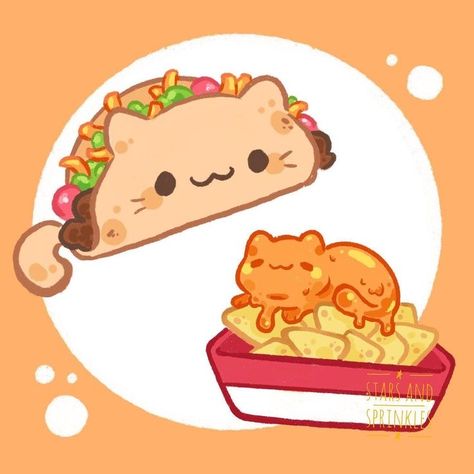 Cats As Food Drawings, Cute Animal Food Drawings, Kawaii Cooking Drawing, Food Cat Drawing, Cute Food Animals Drawings, Animal Food Combinations Drawings, Cute Food Drawings Cartoons, Kawaii Drawings Food, Cute Drawings Food