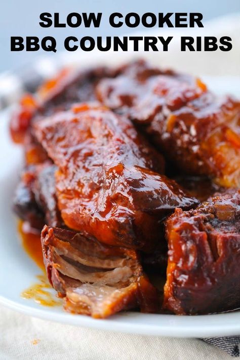 Country Style Beef Ribs, Ribs In Crock Pot, Slow Cooker Country Style Ribs, Bbq Country Style Ribs, Country Ribs, Boneless Pork Ribs, Slow Cooker Bbq Ribs, Crockpot Ribs, Boneless Ribs