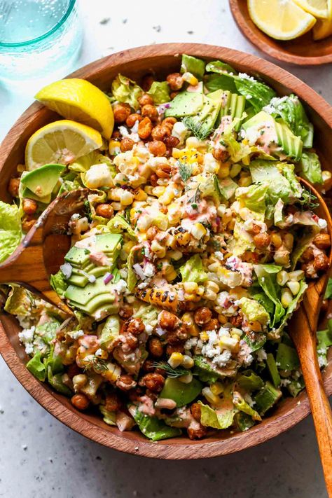 Grilled Corn And Avocado Salad, Corn And Avocado Salad, Crispy Chickpeas, Fresh Salad, Big Salad, Summer Fresh, Corn Salads, Grilled Corn, Avocado Salad