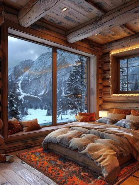 Winter Cabin Aesthetic, Cabin Interior Ideas, Boat Homes, Cabin Aesthetic, Log Cabin Ideas, Cabin Bedroom, Cabin Interiors, Rustic Home Design, Cabin Living