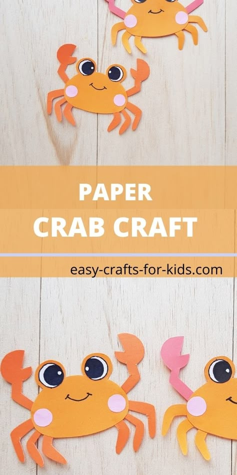 Crab Craft Preschool, Paper Crab, Crab Craft, Cool Crafts For Kids, Craft Ideas With Paper, Crab Crafts, Ideas With Paper, Kids Craft Ideas, Babysitting Crafts