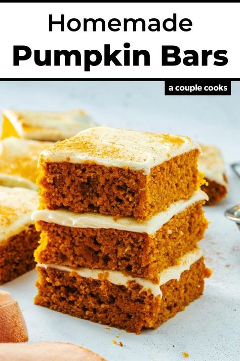 Here's the best moist, spiced pumpkin bars recipe with cream cheese frosting! Impress everyone with this fall classic. #pumpkinbars #pumpkinbarsrecipe #easypumpkinbars #pumpkinbar #pumpkindessert #pumpkindesserts Pumpkin Magic Bars Recipe, Sourdough Pumpkin Bars, Pumpkin Cream Cheese Bars, Pumpkin Bars Recipe, Easy Pumpkin Bars, Magic Bars Recipe, Pumpkin Cream Cheese Pie, Recipe With Cream Cheese, Pumpkin French Toast