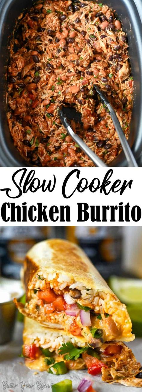 Slow Cooker Burrito, Chicken Beans, Chicken Burrito, Pot Dinners, Burritos Recipe, Chicken Entrees, Chicken Burritos, Dinner Recipes Easy Quick, Crock Pot Slow Cooker