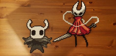 Hollow Knight Perler Beads, Perler Beads Hollow Knight, Hollow Knight Cross Stitch, Mass Effect Perler Beads, Knight Cross Stitch, Dark Souls Perler Beads, Ghastly Perler, Final Fantasy Perler Bead Patterns, Pixel Grid