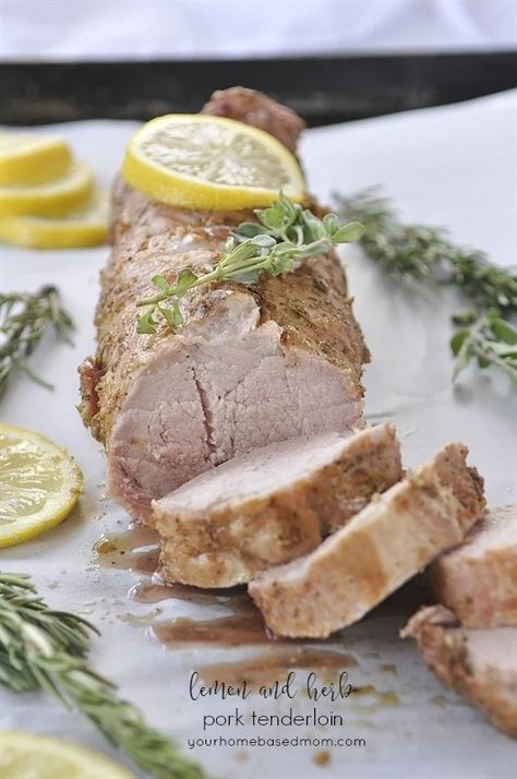 Lemon Pork Tenderloin is full of amazing flavor, marinated in lemon and herbs. It is easy to do on the grill but can also be done in the oven. Rosemary Pork Roast, Pineapple Stuffing, Orange Pomegranate, Apple Pork Tenderloin, Apple Chutney, Recipes Pork, Keto Crockpot, Low Carb Slow Cooker, Glazed Pork