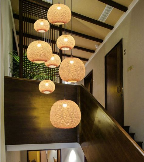 Japanese Pendant, Staircase Pendant Lighting, Retro Ceiling Lights, Restaurant Pendant Light, Bamboo Chandelier, Fabric Chandelier, Rope Pendant Light, Decorative Lamp Shades, Bamboo Light