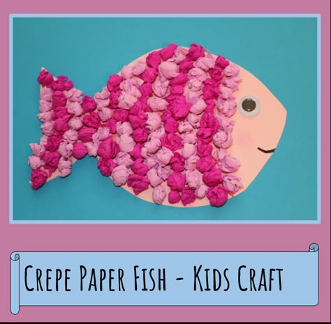 Crepe Paper Crafts Preschool, Crepe Paper Crafts For Kids, Crepe Paper Art, Crepe Paper Craft, Crepe Paper Crafts, Preschool Decor, Tissue Paper Crafts, Paper Fish, Montessori Art