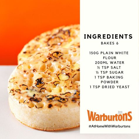 English Baking Recipes, English Crumpets Recipe, Warburtons Crumpets, Crumpets Recipe, English Crumpets, Homemade Crumpets, Crumpet Recipe, Pies Maker, 5 Ingredient Recipes