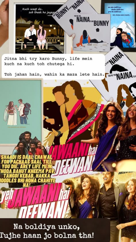 Ye Jawani Hai Deewani, Songs Journal, Yeh Jawani Hai Deewani, Hindi Bollywood Songs, Yeh Jawaani Hai Deewani, 2000 Era, Bollywood Aesthetics, Best Bollywood Movies, Movie Collage