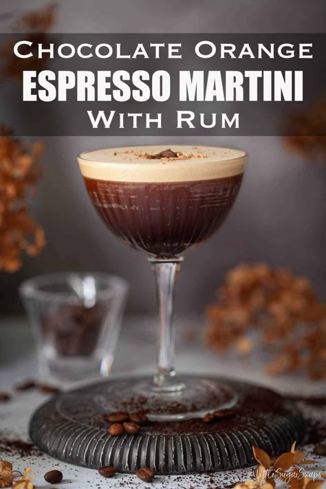 Chocolate Orange Cocktail Drinks, Orange Espresso Martini, Rum Coffee Cocktail, Rum Espresso Martini, Chocolate Orange Espresso Martini, Chocolate Orange Cocktail, Chocolate Bitters Cocktail, Winter Martini, Speciality Coffee Recipes