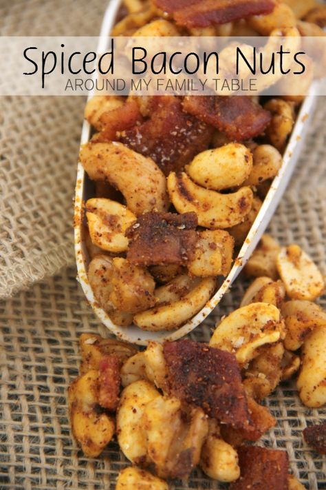 Hp Sauce, Nut Snacks, Snack Mix Recipes, Nut Recipes, Roasted Nuts, Family Table, Bacon Recipes, Snack Mix, Savory Snacks